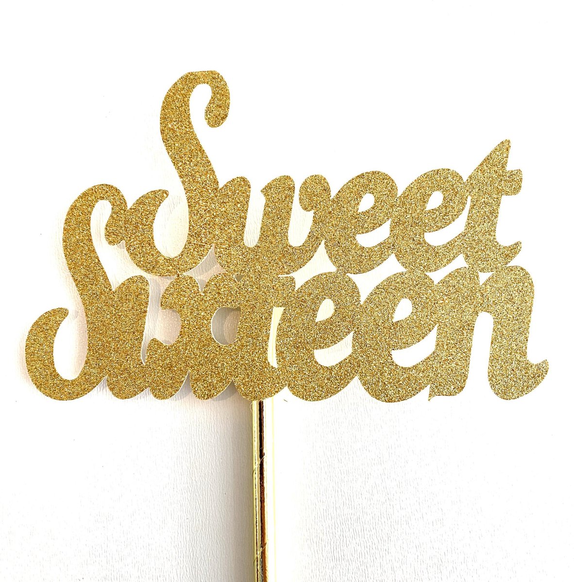 Taarttopper | Cake topper | Verjaardag| Sweet Sixteen |14 cm | Goud glitter | karton papier